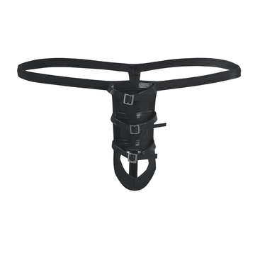 Adult Men's Exotic Faux Leather Sexy Lingerie / G-String Male Underpants With Elastic Penis Hole - EVE's SECRETS